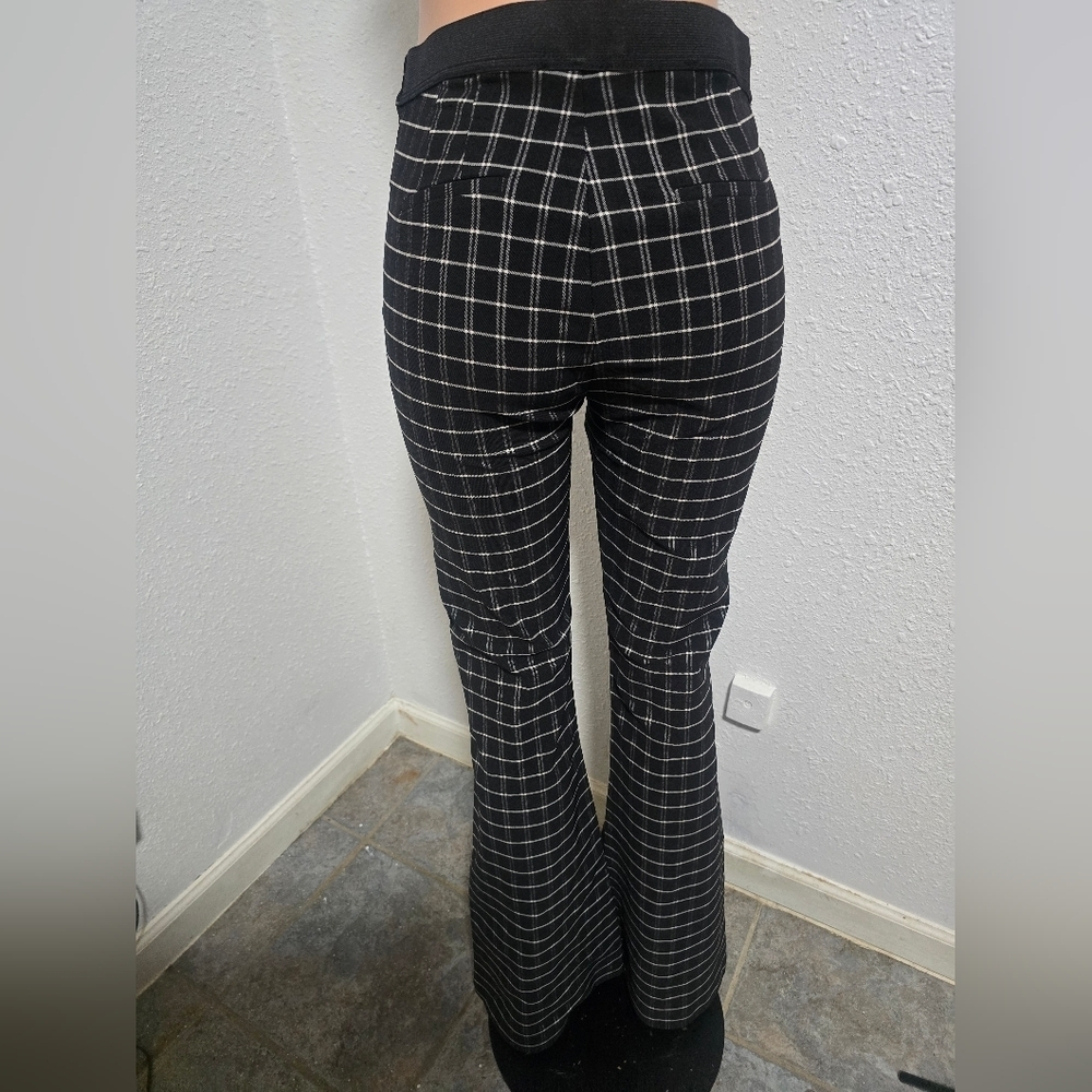 Shinestar Plaid Flare Pants in Black and White - Picture 4 of 5